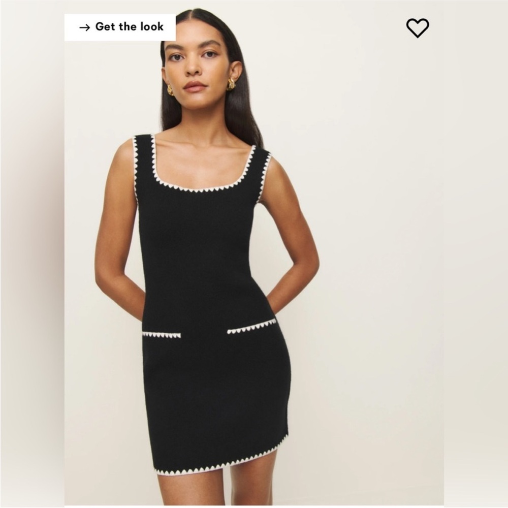 Reformation Black Mini Dress with White Accents